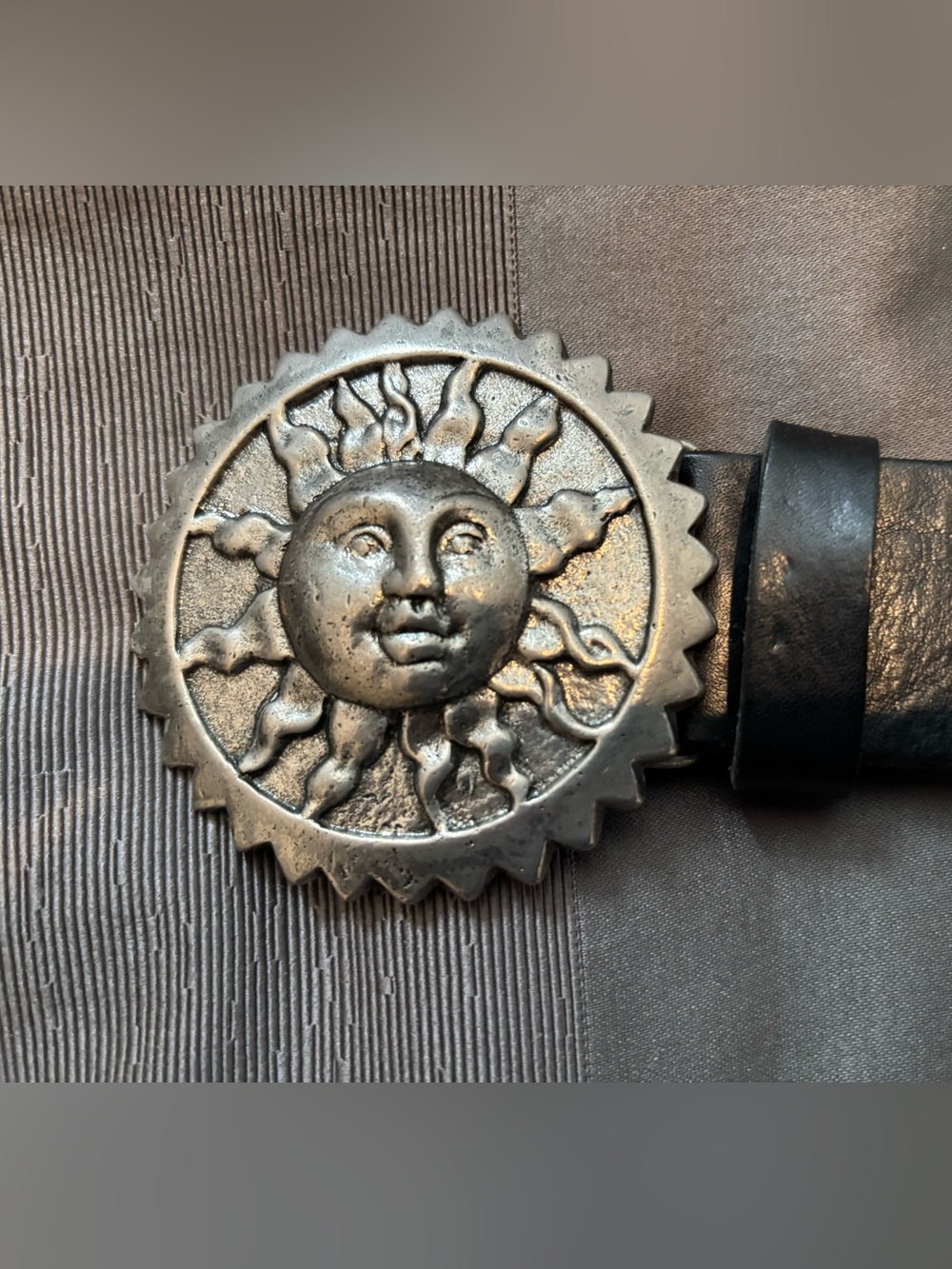 Banana Republic Sun Face Metal Buckle Belt - Silver & Black